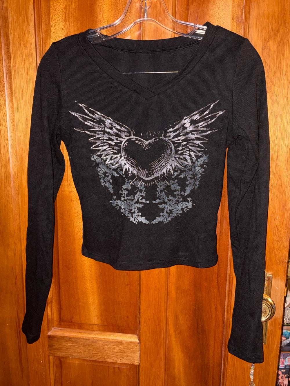 Black Long Sleeve Ribbed Knit Top